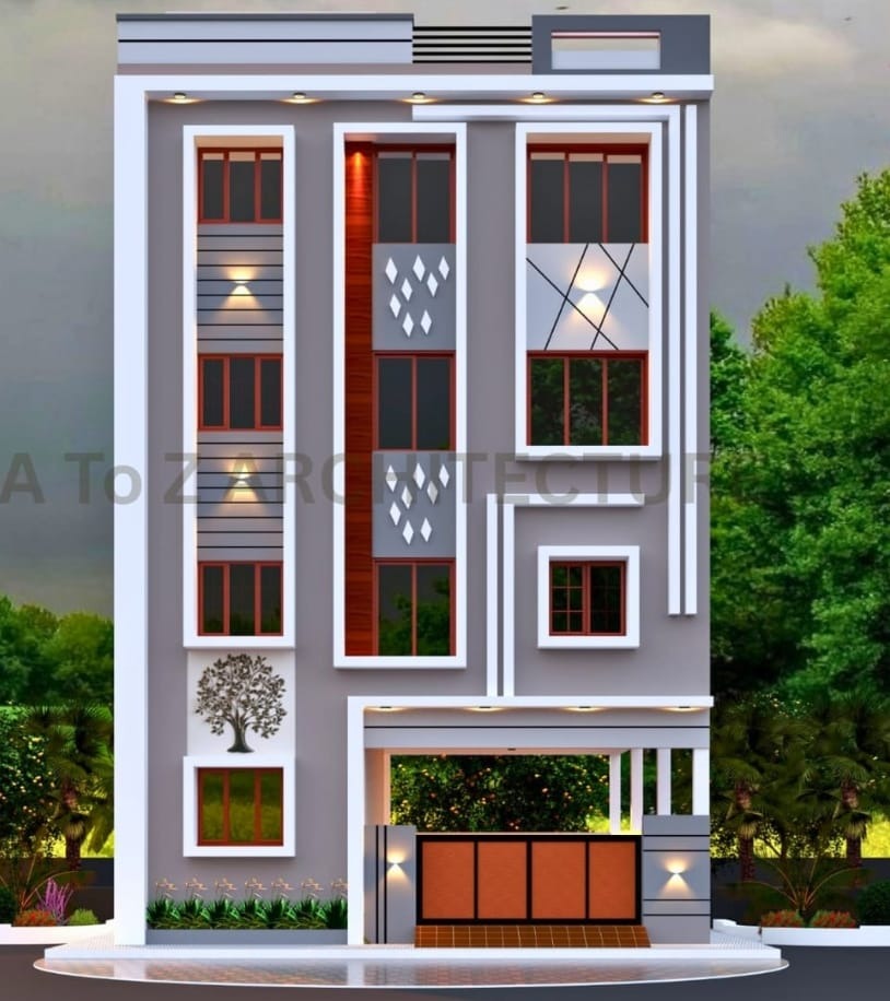 Multi-Story Contemporary Architectural Elevation