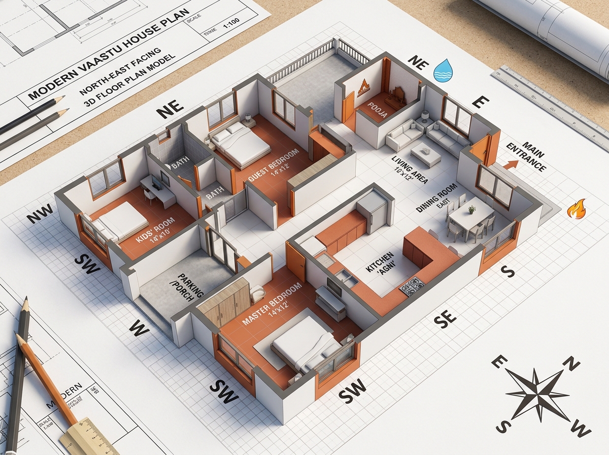 3D Vaastu Architectural Floor Plan Model